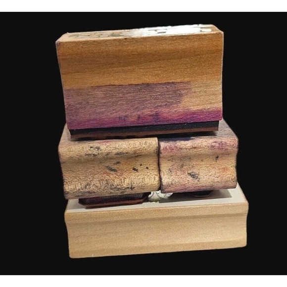 Stamps Wood Mounted Rubber Uptown Flower Swirl Flower Row Leafy Art 4pc Lot - Picture 6 of 7